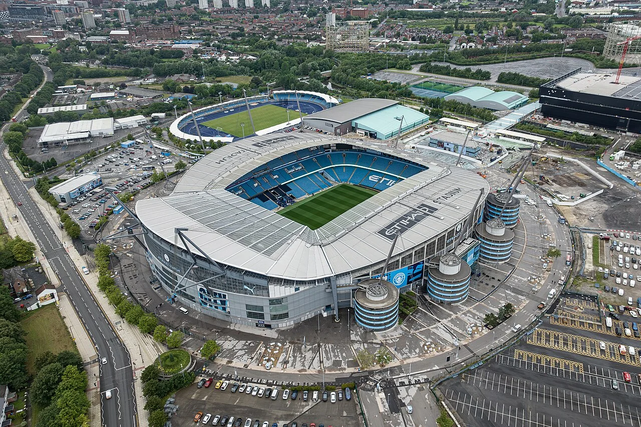 Vue aérienne du stade de Manchester City en 2023