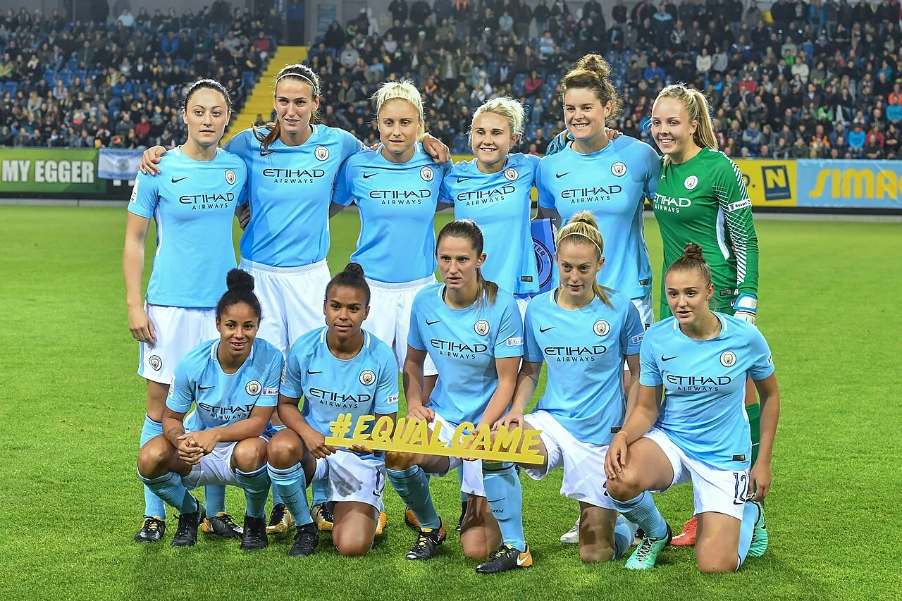 Équipe féminine de Manchester City avant un match à Sankt Pölten en 2017